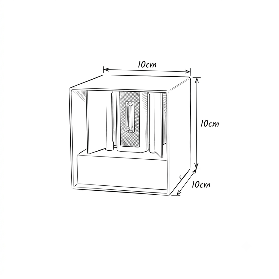 Croquis dimensions : Applique murale IP65 polyvalente (12 W blanc+3autres)