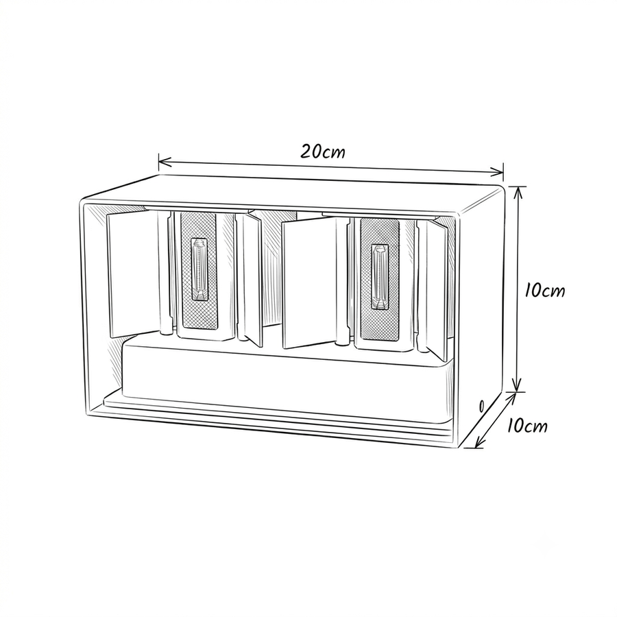Croquis dimensions : Applique murale IP65 polyvalente (24 W blanc+24 W noir)