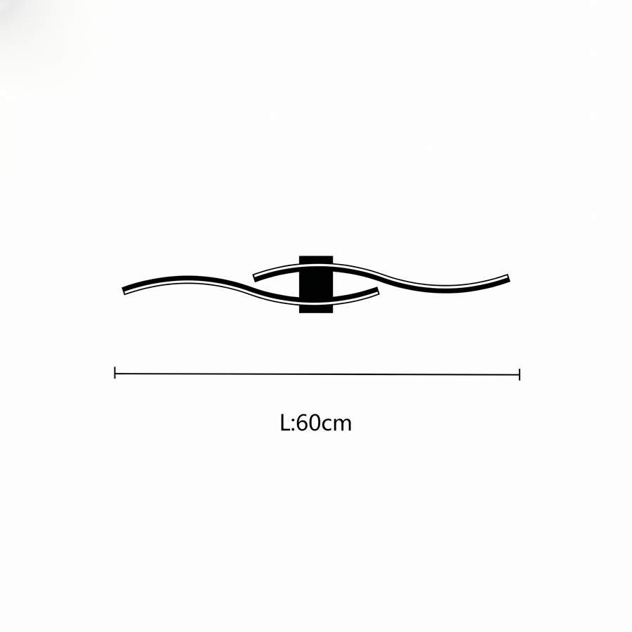 Croquis dimensions : Applique Onde (Forme A 60 cm)