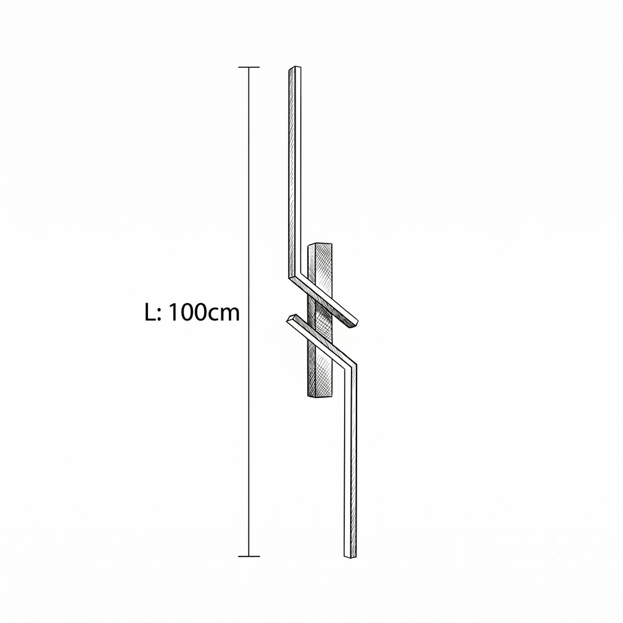 Croquis dimensions : Applique Onde (Forme B 100 cm)