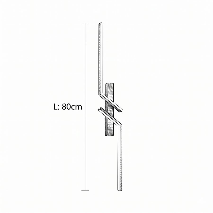 Croquis dimensions : Applique Onde (Forme B 80 cm)