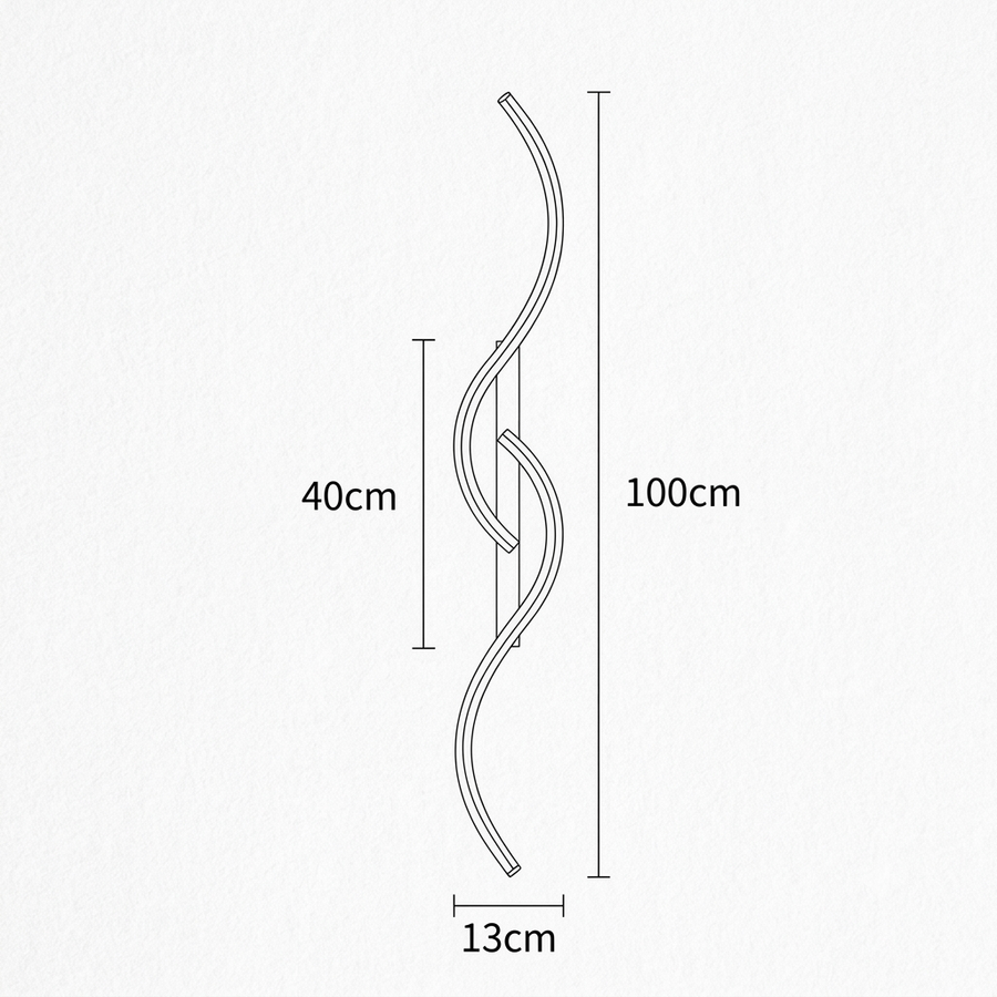 Croquis dimensions : Applique Onde (Forme C 100 cm)