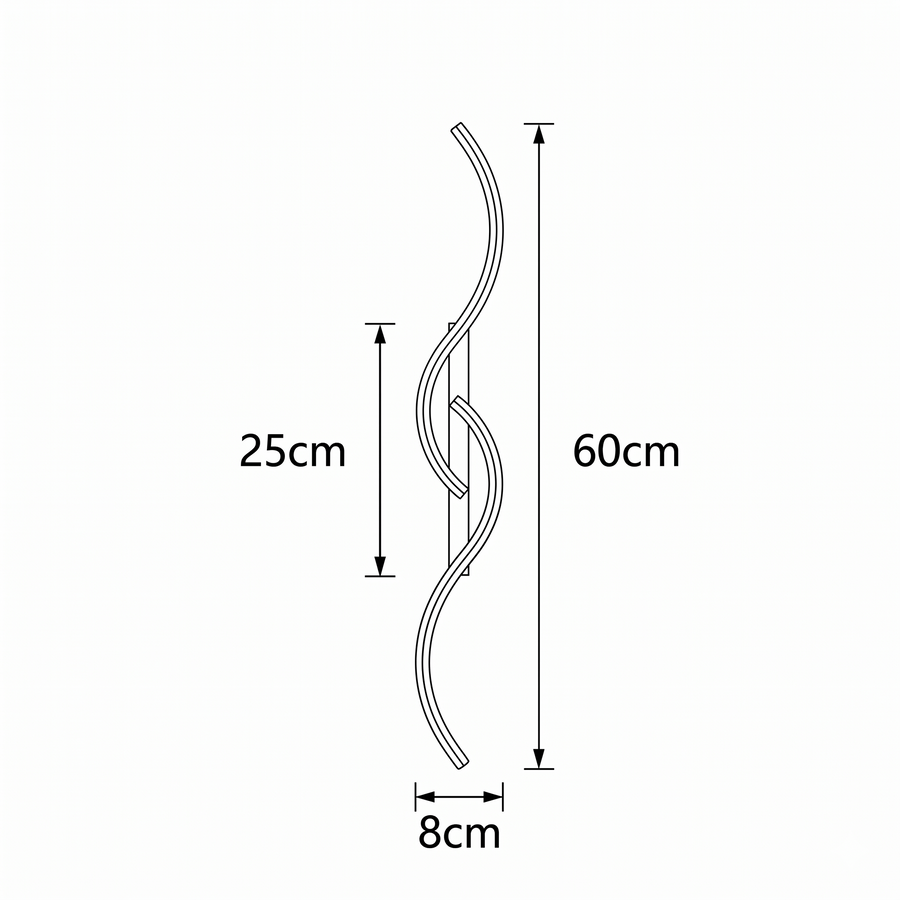 Croquis dimensions : Applique Onde (Forme C 60 cm)
