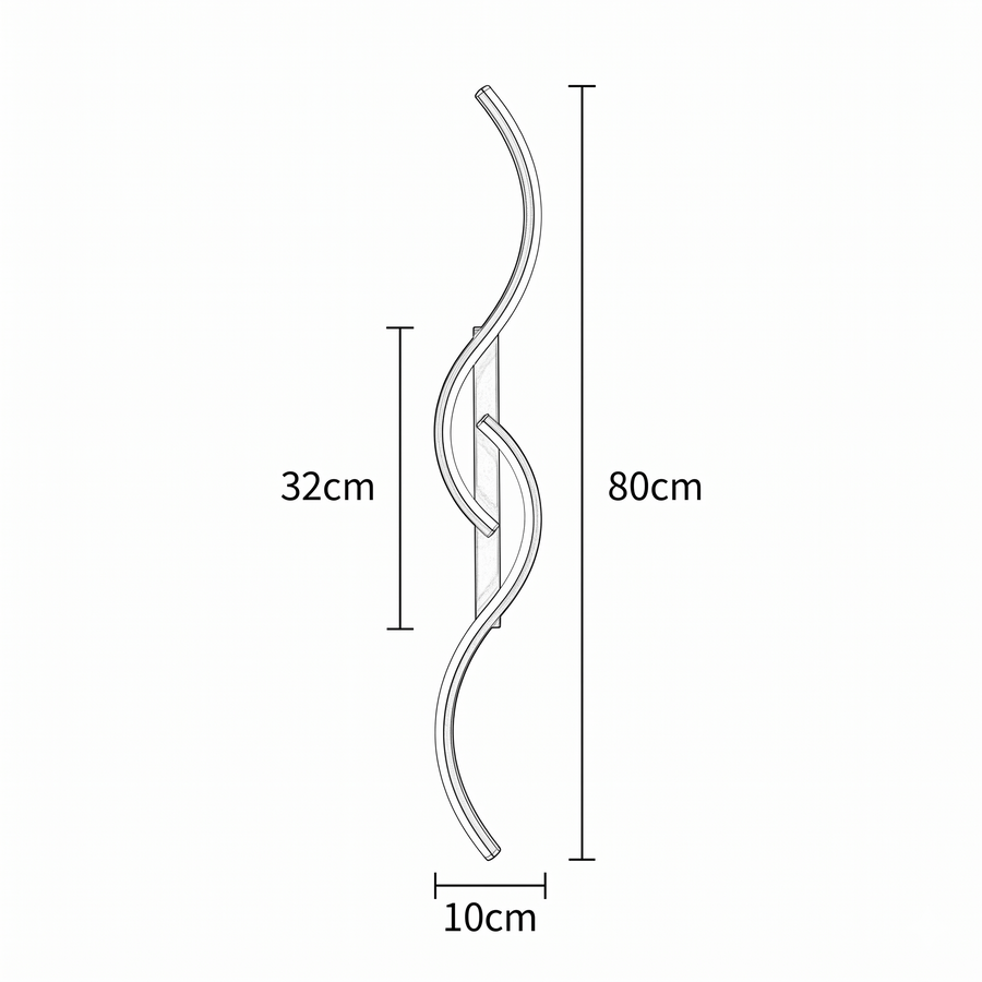 Croquis dimensions : Applique Onde (Forme C 80 cm)
