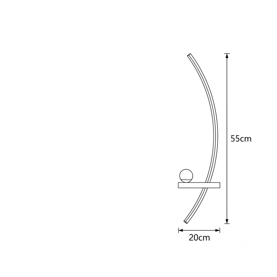 Croquis dimensions : Applique murale orientable (55 cm, droite)