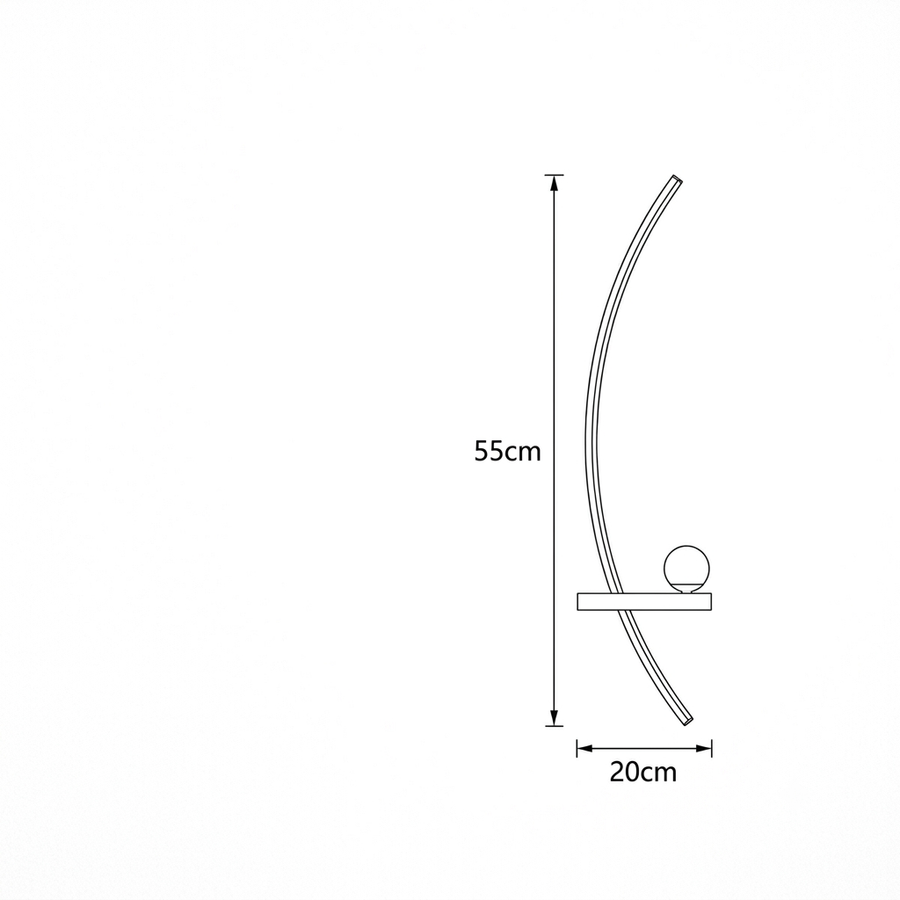 Croquis dimensions : Applique murale orientable (55 cm, gauche)
