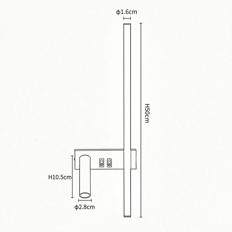 Croquis dimensions : Applique murale scandinave (droit)