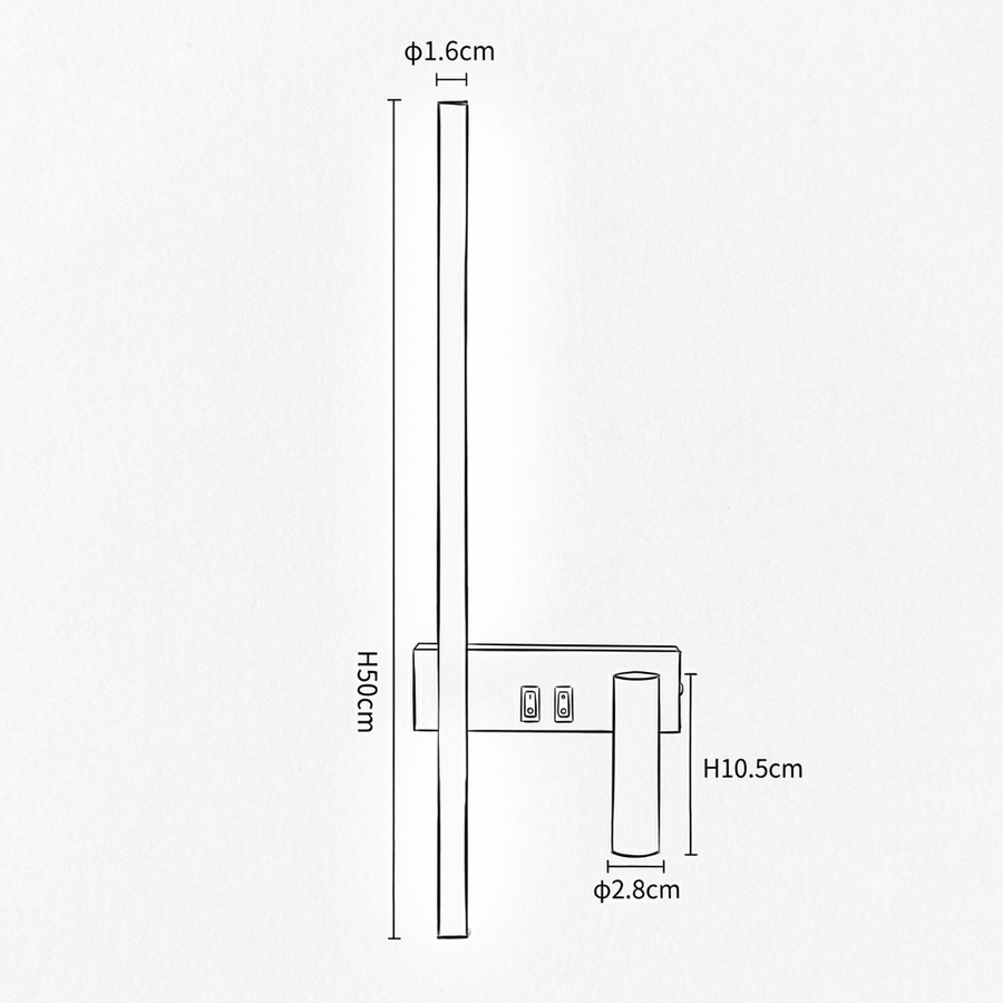 Croquis dimensions : Applique murale scandinave (gauche)