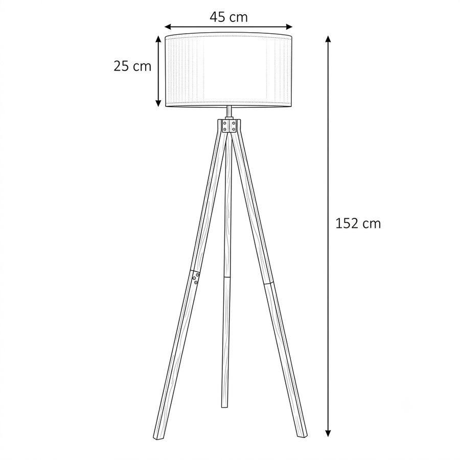 Croquis dimensions : Lampadaire bois scandinave