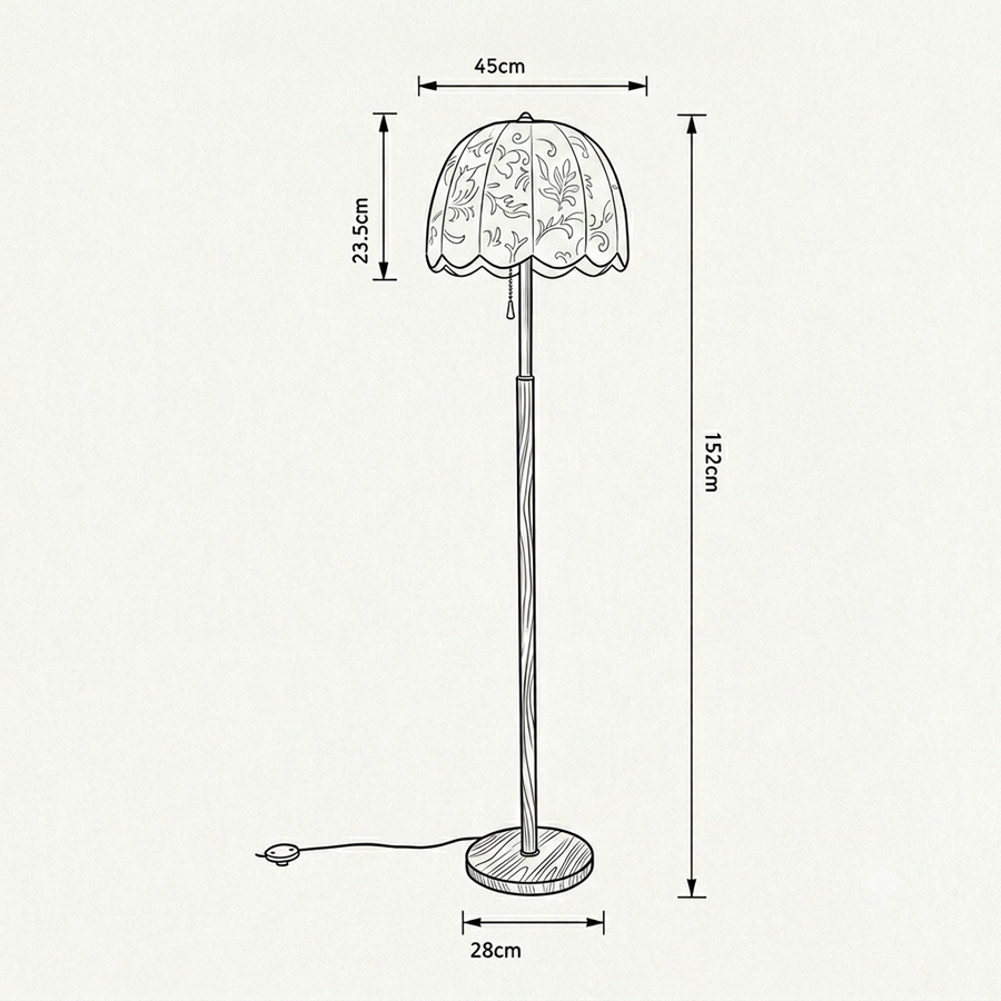 Croquis dimensions : Lampadaire moderne (Modèle B)