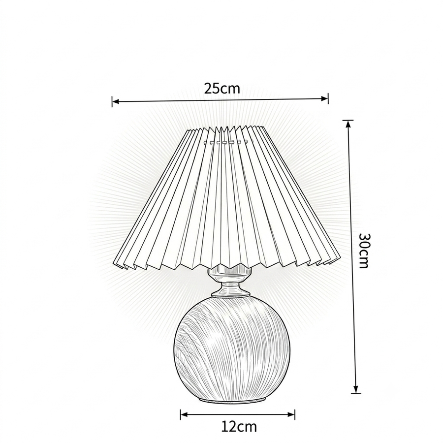 Croquis dimensions : Lampe à poser moderne noire mate