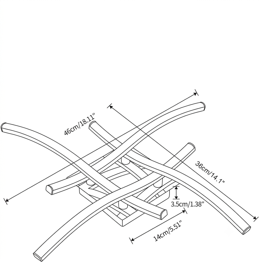 Croquis dimensions : Plafonnier courbé design