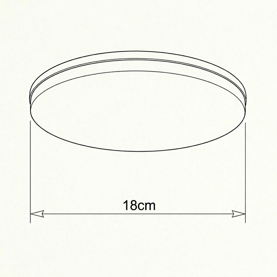Croquis dimensions : Plafonnier rond moderne (18 cm)