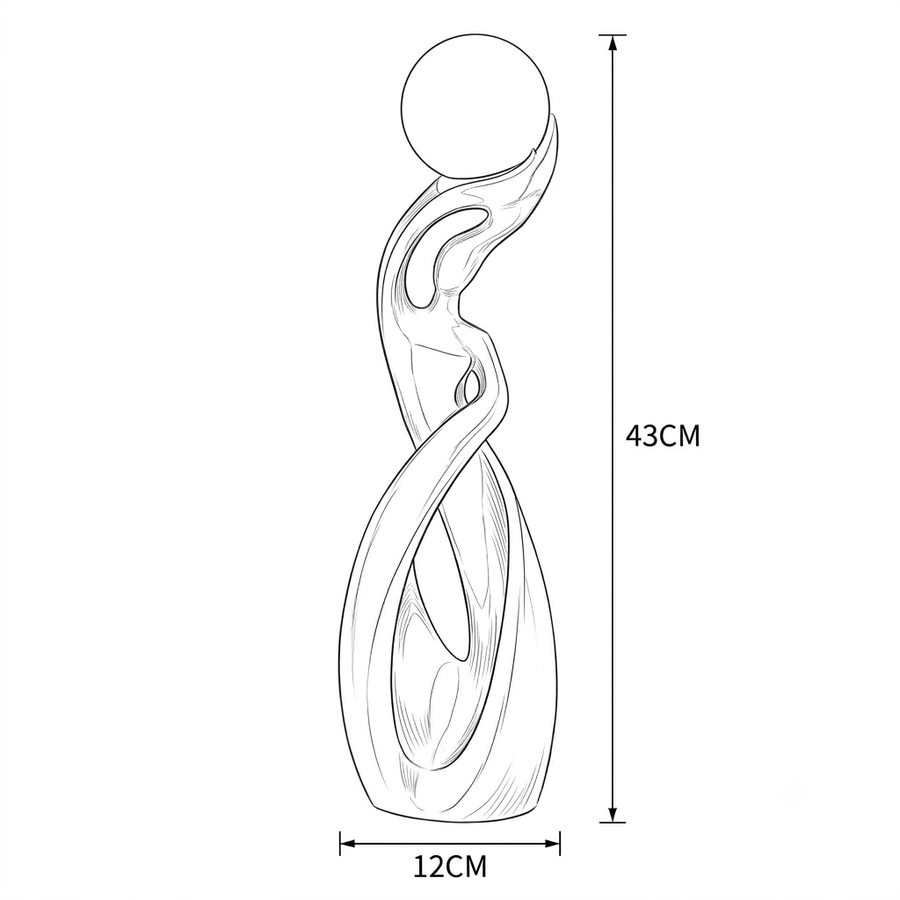 Croquis dimensions : Sculpture lumineuse scandinave en résine