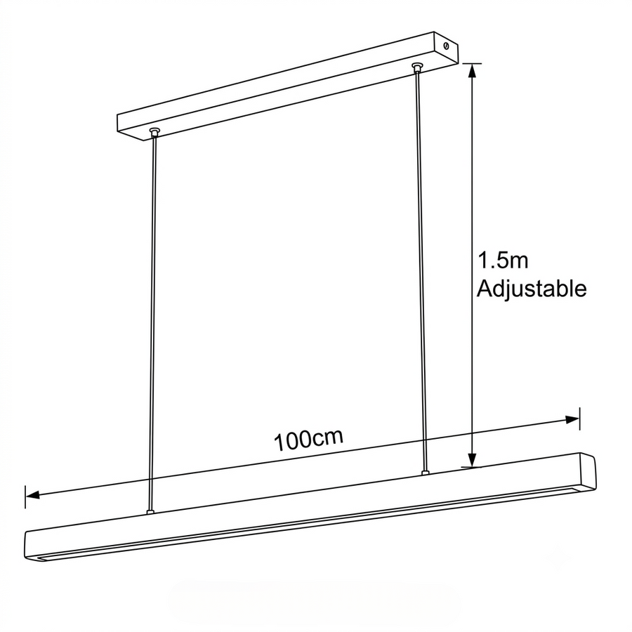 Croquis dimensions : Suspension bois massif scandinave (100 cm)