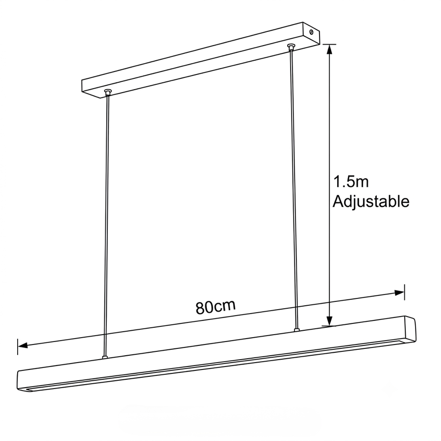 Croquis dimensions : Suspension bois massif scandinave (80 cm)
