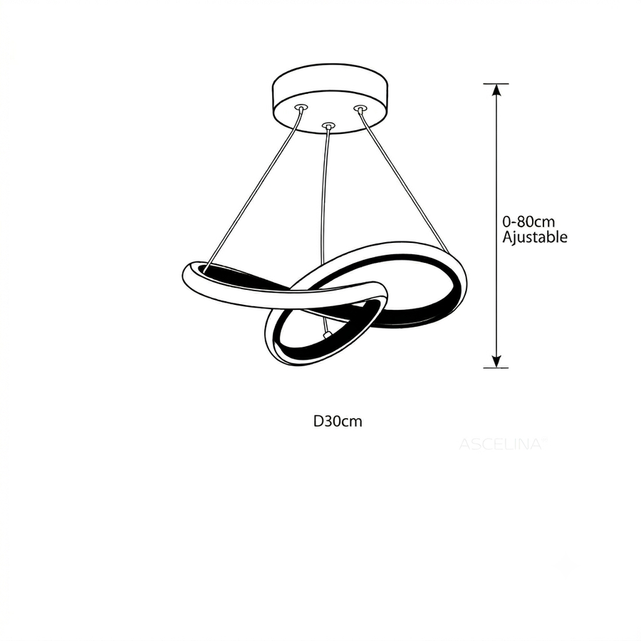 Croquis dimensions : Suspension ronde en métal (30 cm)