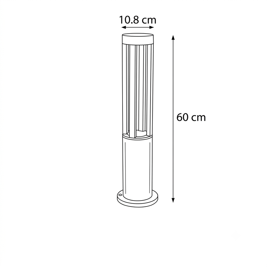 Croquis dimensions : Borne extérieure LED IP65 aluminium (Rond 60 cm)