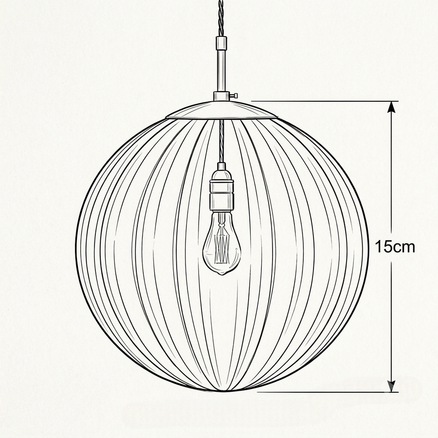 Croquis dimensions : Suspension verre soufflé scandinave (15 cm)