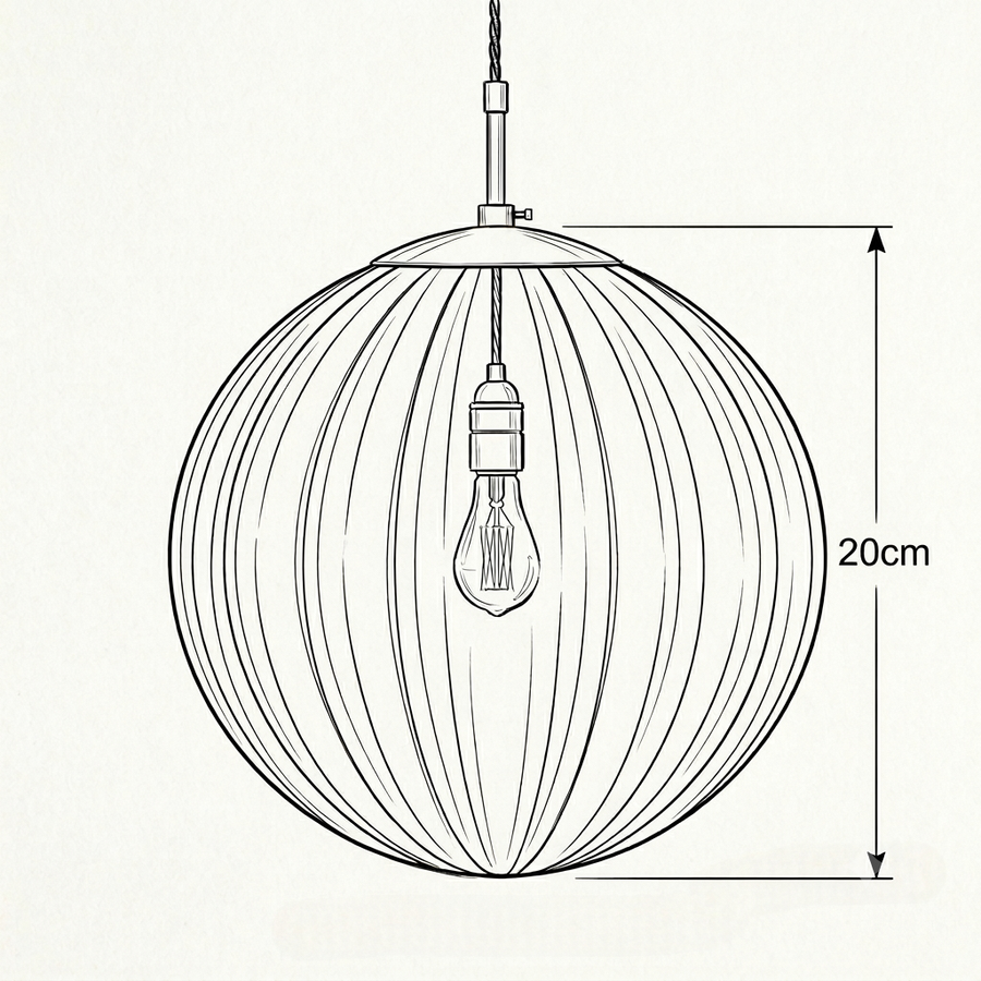 Croquis dimensions : Suspension verre soufflé scandinave (20 cm)