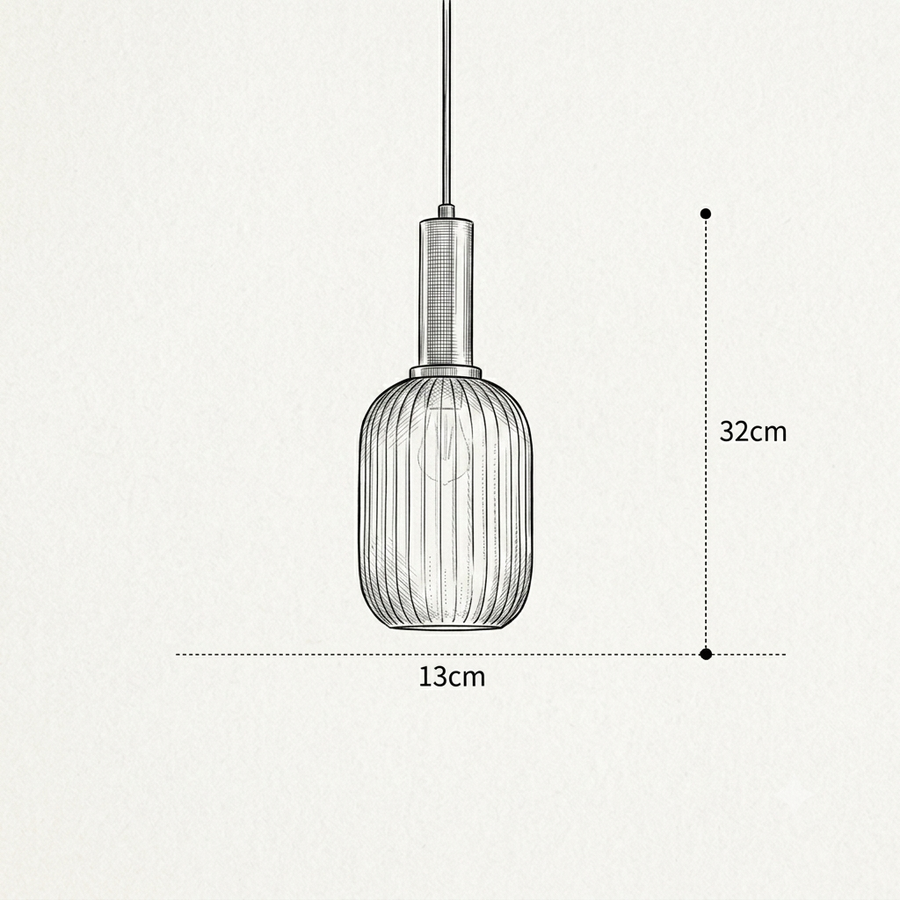 Croquis dimensions : Suspension verre soufflé teinté (Modèle A)