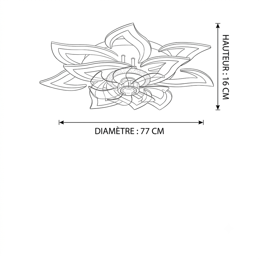 Croquis dimensions : Ventilateur de plafond acrylique