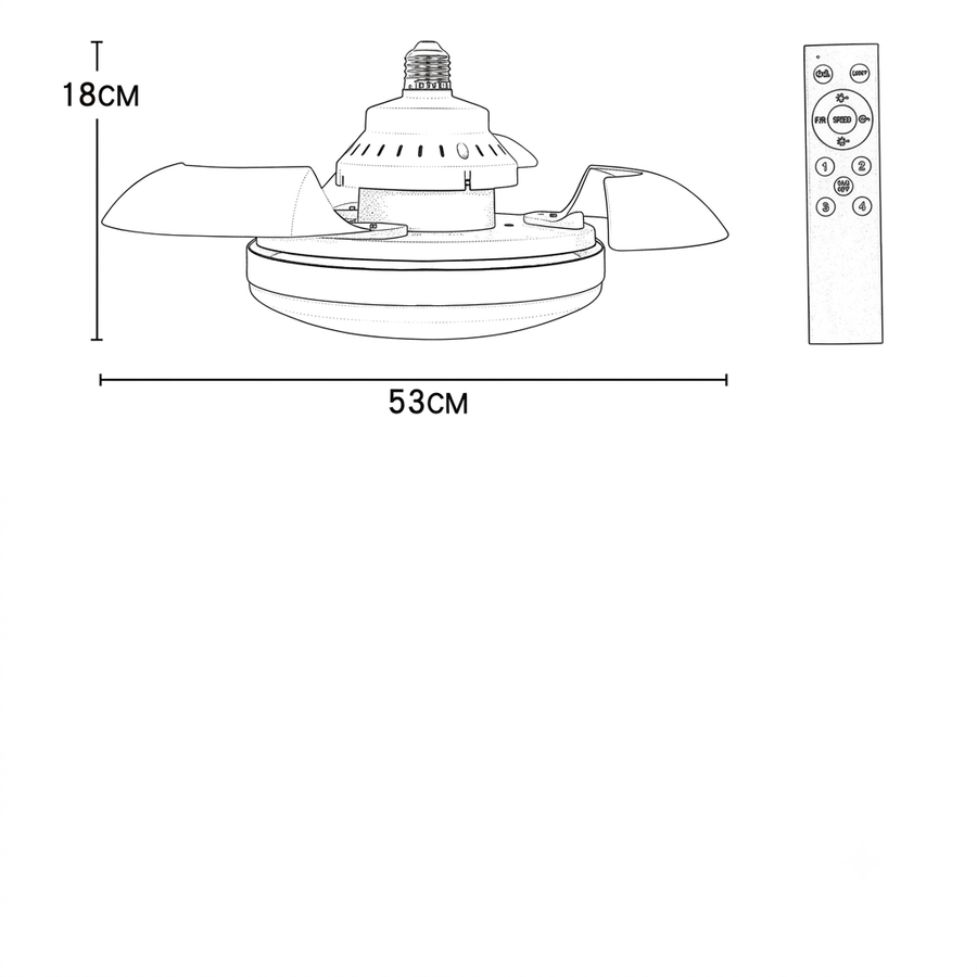 Croquis dimensions : Ventilateur de plafond classique