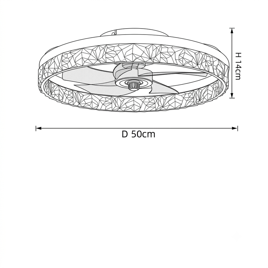 Croquis dimensions : Ventilateur de plafond compact