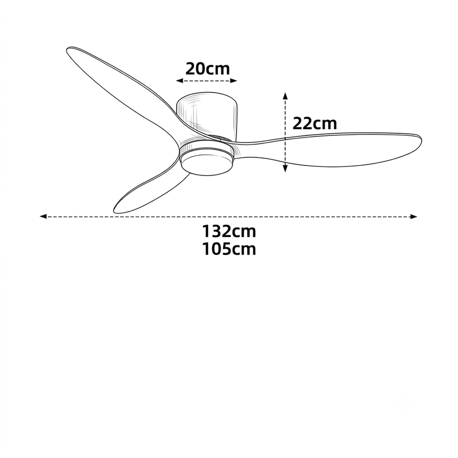 Croquis dimensions : Ventilateur de plafond design
