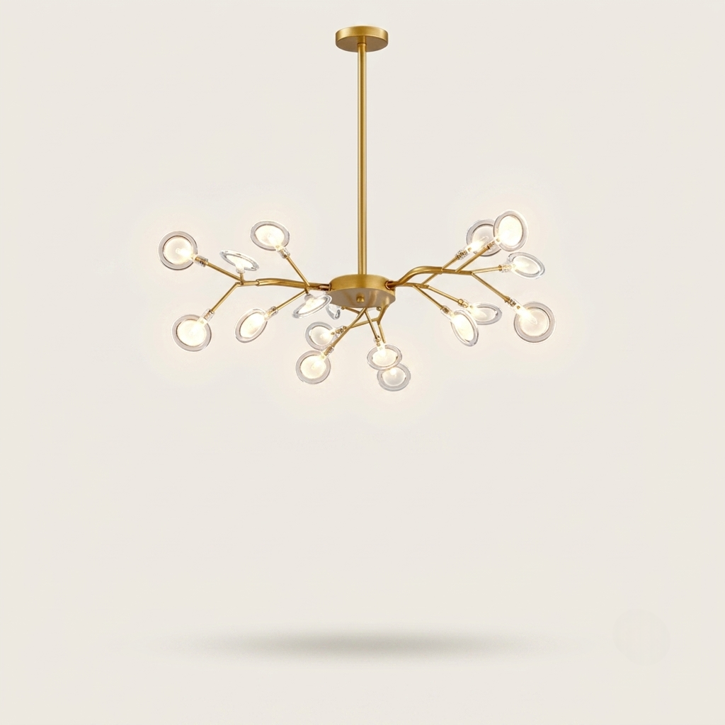 Lustre Lucioles Doré modèle B 18 branches sur fond beige