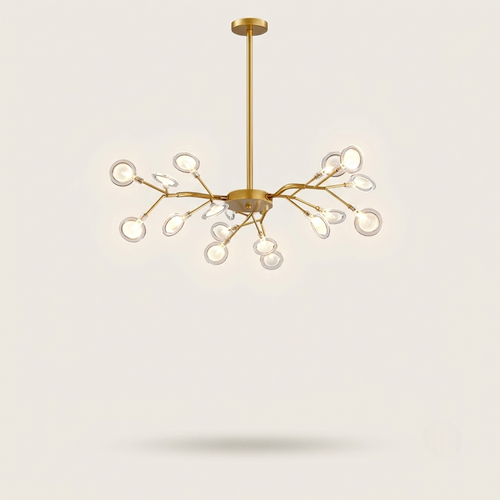 Lustre Lucioles Doré modèle B 18 branches sur fond beige