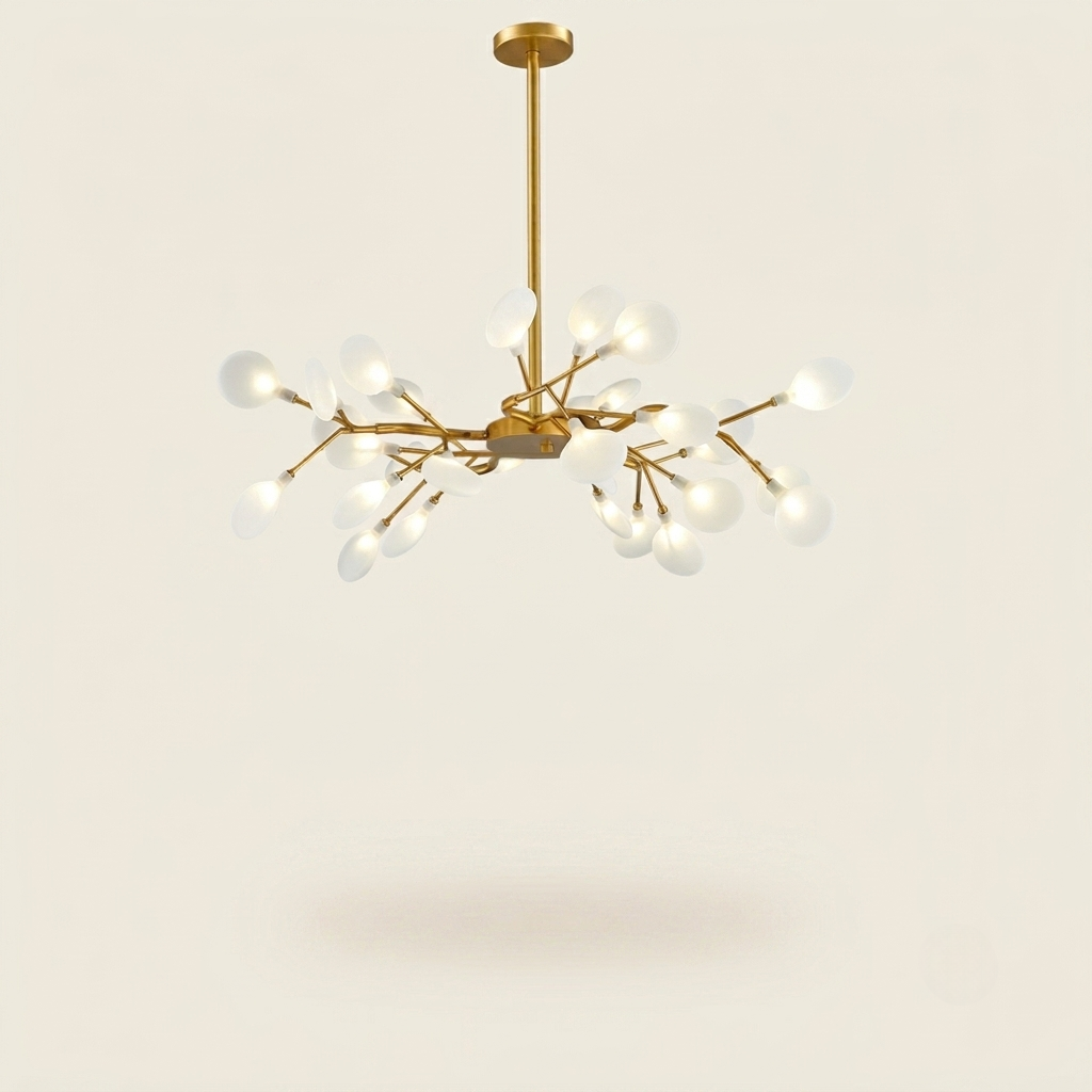 Lustre Lucioles Doré modèle B 30 branches sur fond beige