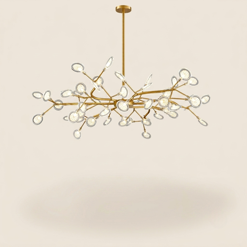 Lustre Lucioles Doré modèle B 54 branches sur fond beige