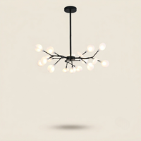 Lustre Lucioles Noir modèle A 18 branches sur fond beige
