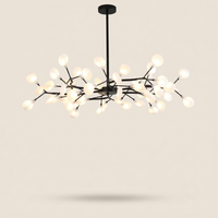 Lustre Lucioles Noir modèle A 54 branches sur fond beige