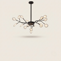 Lustre Lucioles Noir modèle B 18 branches sur fond beige