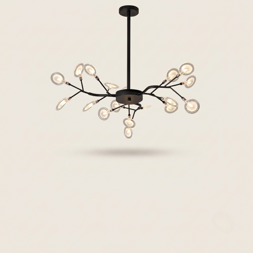 Lustre Lucioles Noir modèle B 18 branches sur fond beige
