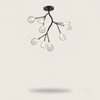 Lustre Lucioles Noir modèle B 9 branches sur fond beige