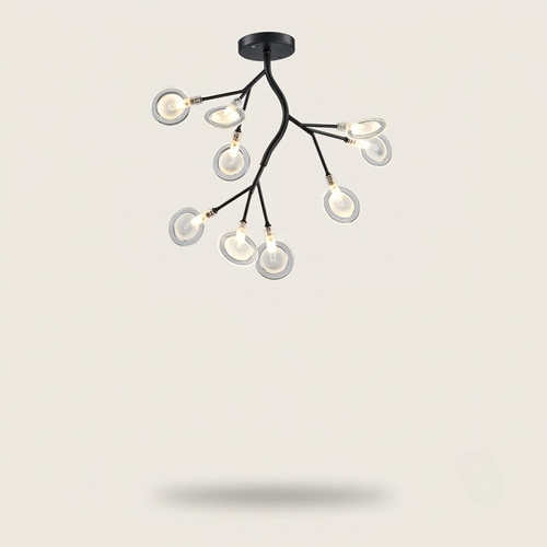 Lustre Lucioles Noir modèle B 9 branches sur fond beige