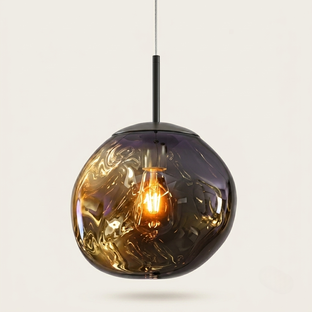 Suspension Mercure verre mercurisé Bleu foncé sur fond beige