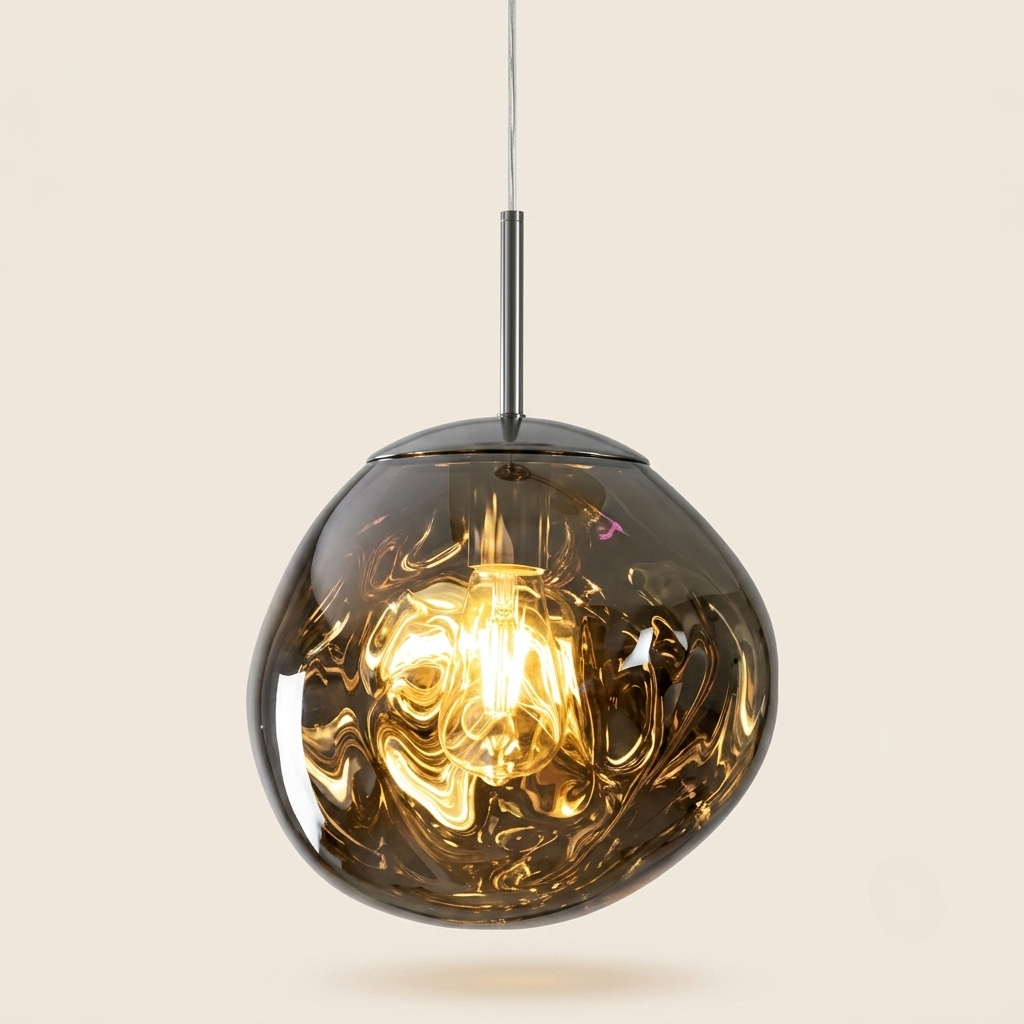 Suspension Mercure verre mercurisé Gris fumé sur fond beige