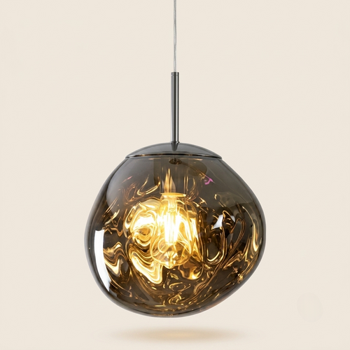 Suspension Mercure verre mercurisé Gris fumé sur fond beige