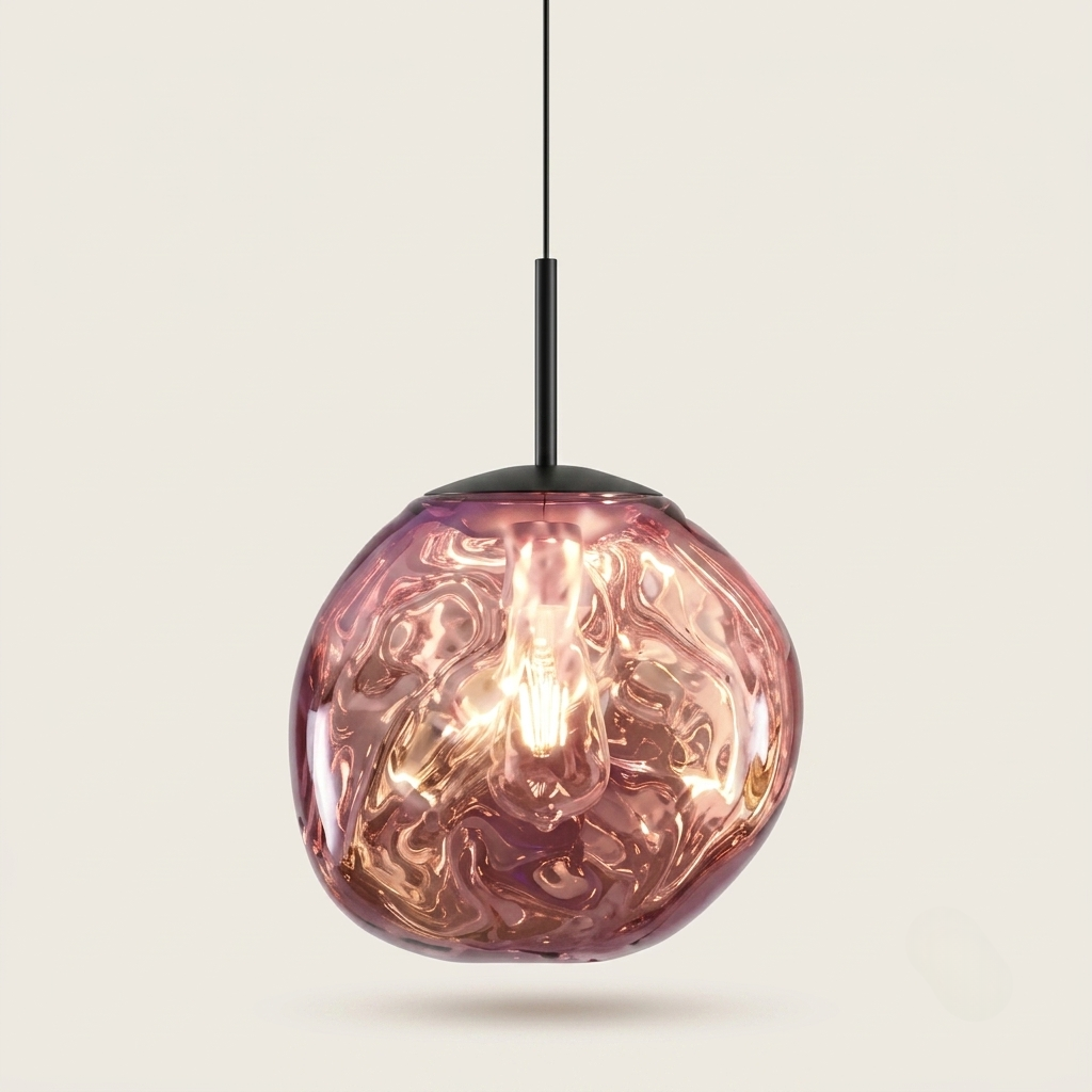Suspension Mercure verre mercurisé Violet sur fond beige