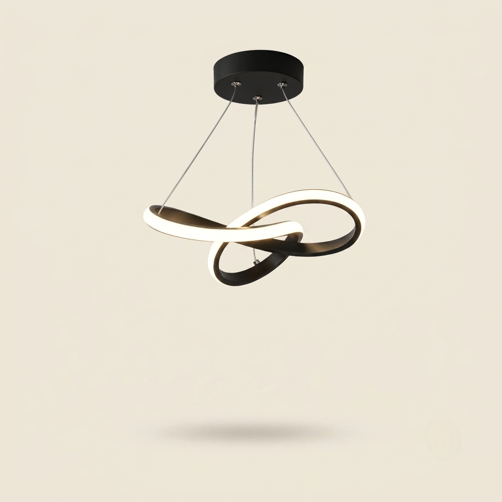 Suspension Ruban Noir sur fond beige