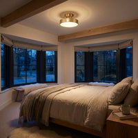 Plafonnier Médaille, à la tombée de la nuit, cosy, allumée