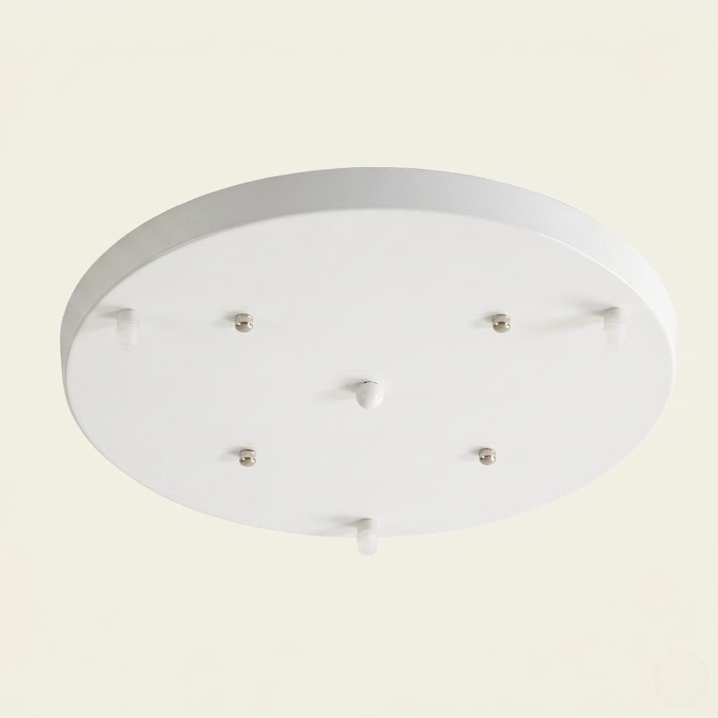 Platine de plafond ronde blanche pour suspensions multiples
