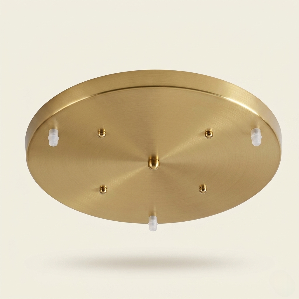 Platine de plafond ronde dorée pour suspensions multiples