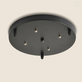 Platine de plafond ronde noire pour suspensions multiples