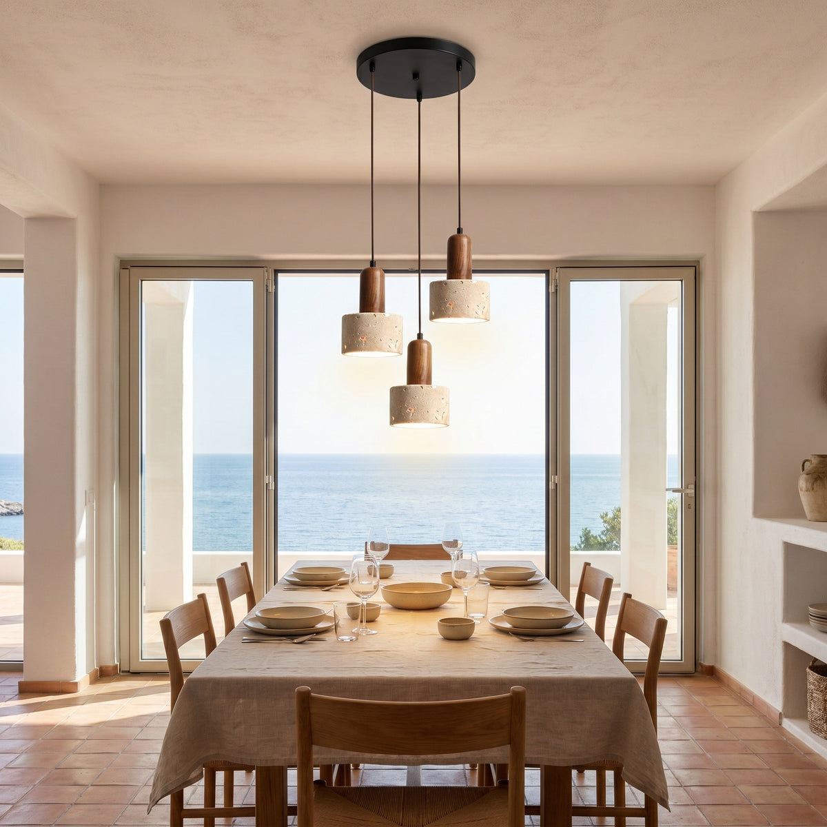 Suspension Brume, dans une villa avec vue sur la mer, allumée