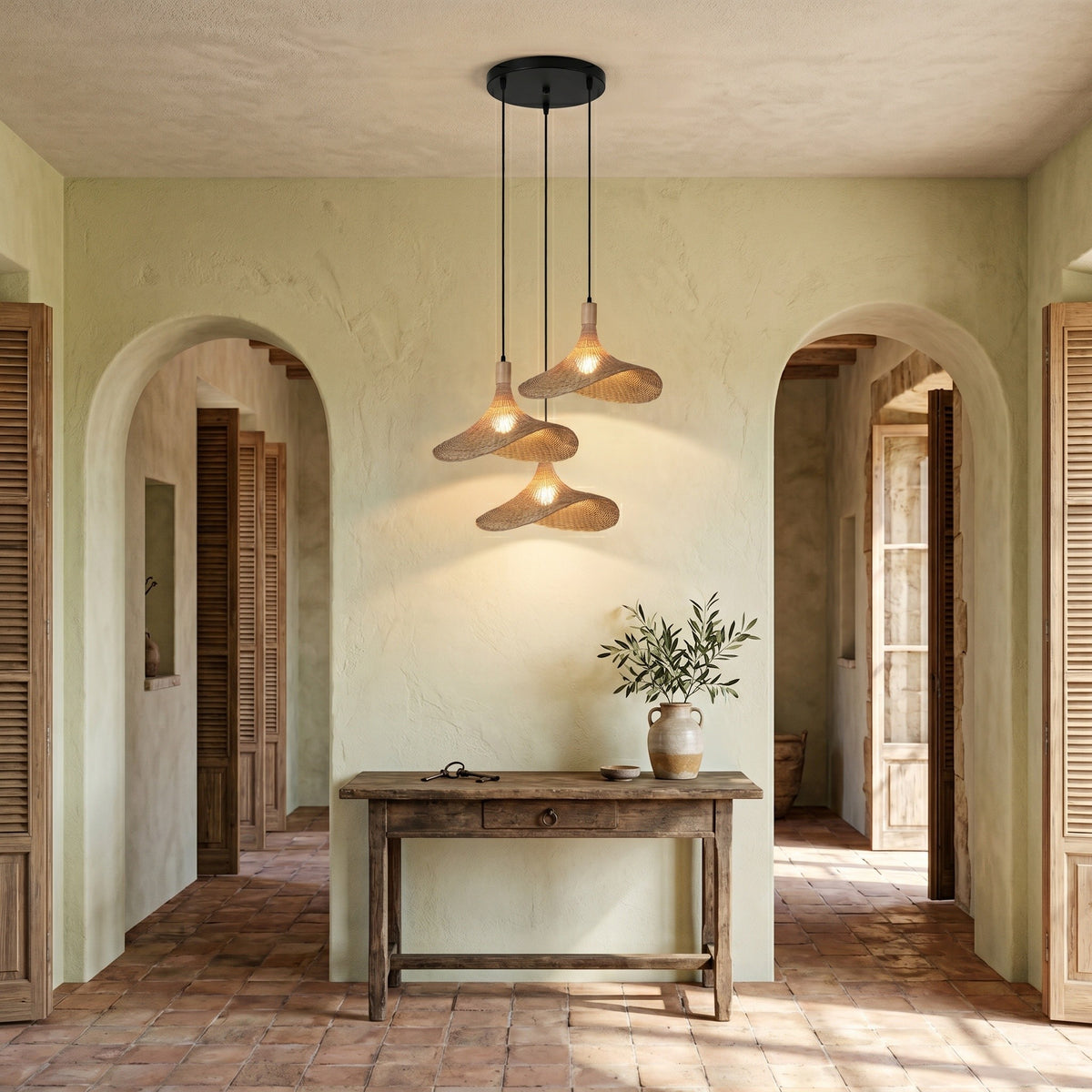 Suspension Feuille, dans une villa méditerranéenne, allumée